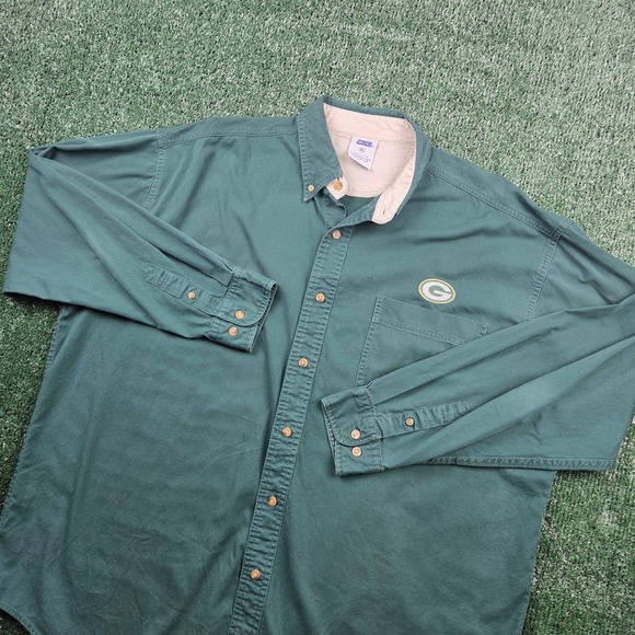 Vintage Green Bay Packers CSA Mens XL Green Cotton Button Down Shirt NFL Logo - Picture 2 of 8